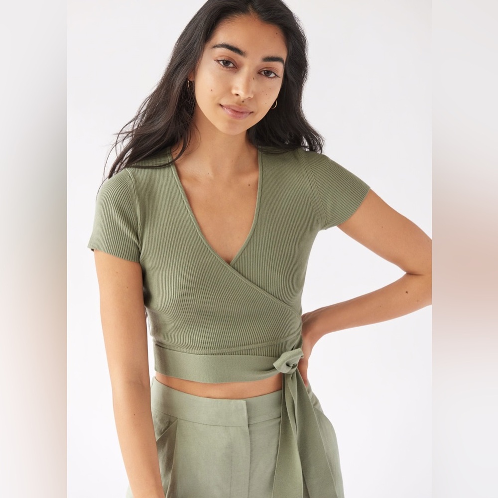 Wilfred Aritzia All Tied Up Croppedโ Sweater Green Womenโs XL